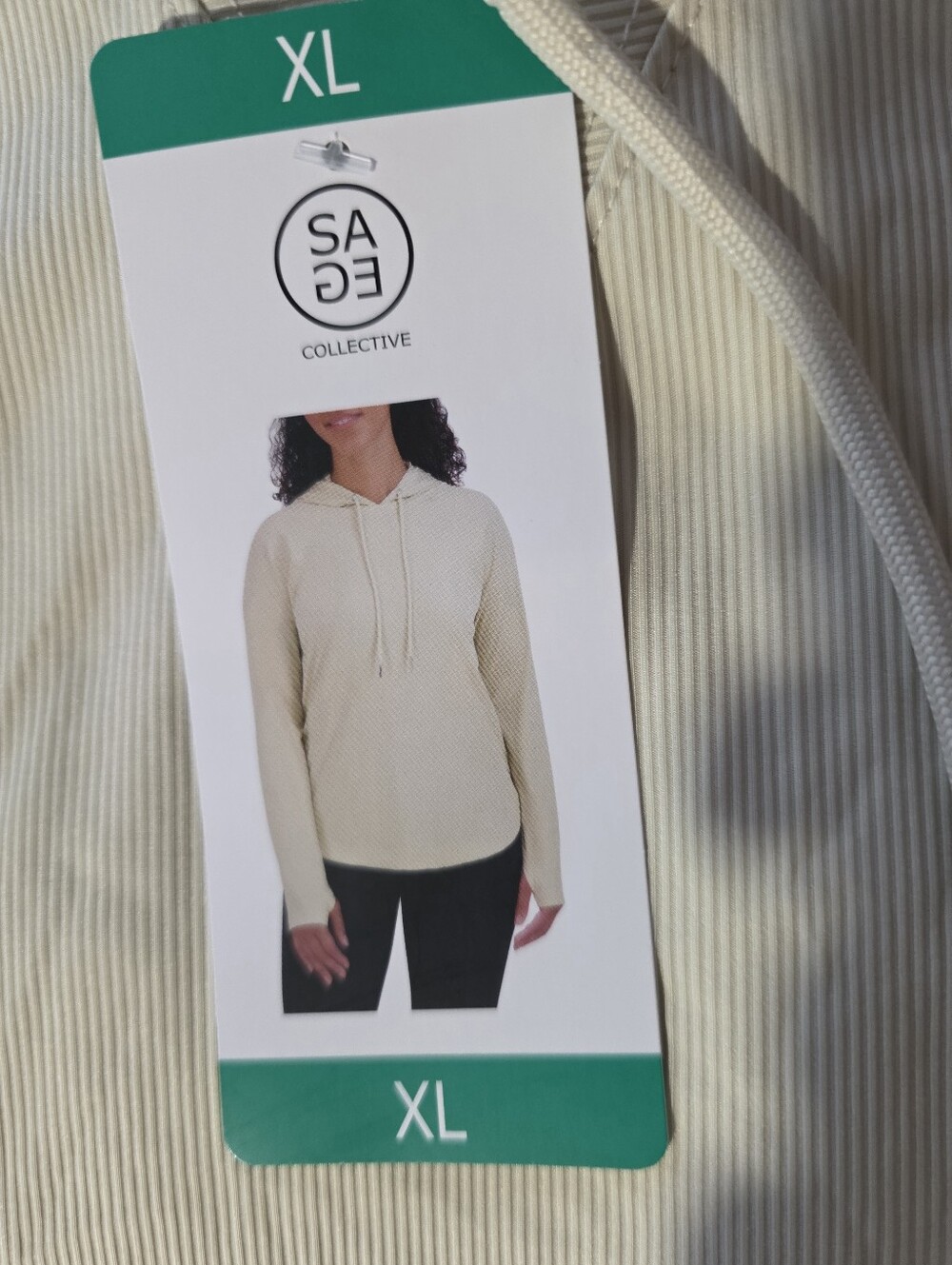 Sage Collective Women's Cream Crewneck Lightweight Hoodie - XL
